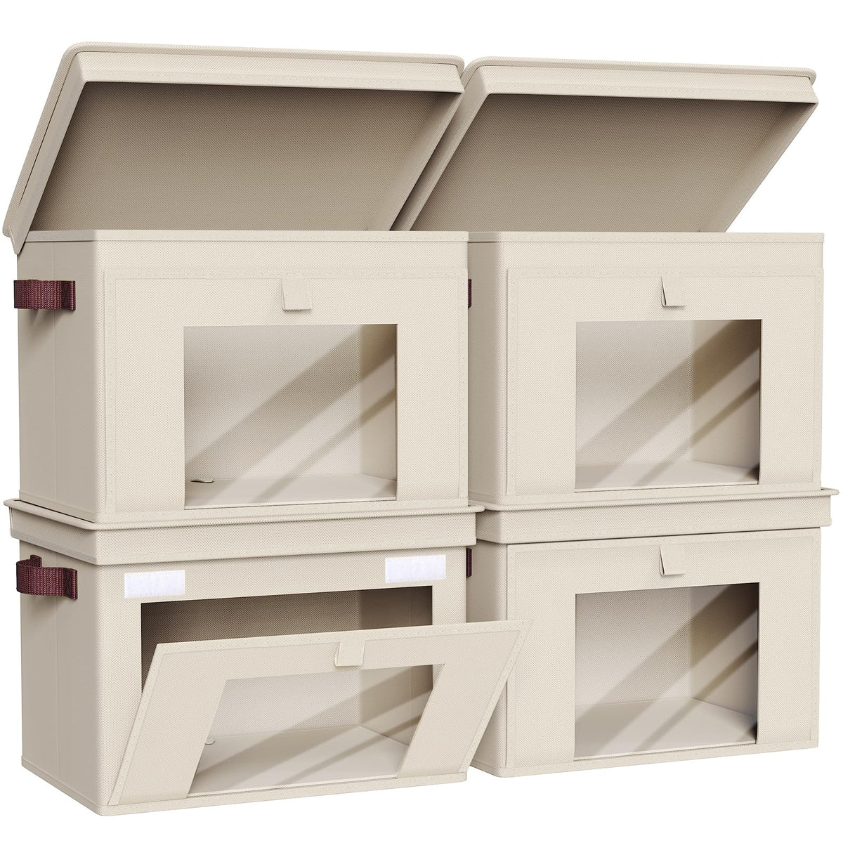 Univivi storage bin with front window shows contents at a glance in the closet