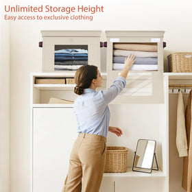 Univivi storage bin with top lid access for easy retrieval from shelves