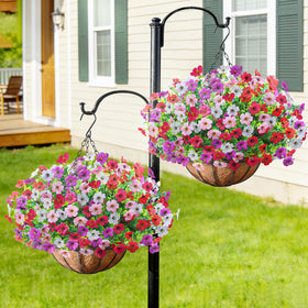 Unlemoni Artfiticial outdoor hanging basket with lifelike flowers for curb appeal