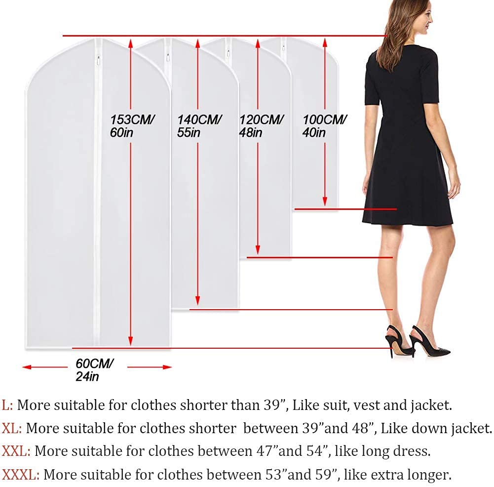 UOUEHRA PEVA garment bag showing soft texture and durability for repeated use