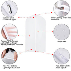 UOUEHRA dress cover with translucent zipper for quick visibility and access