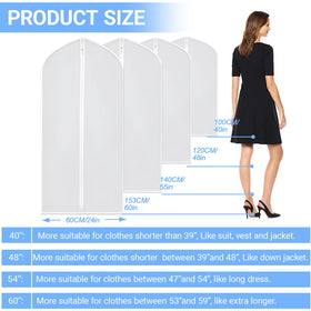 UOUEHRA clear garment bags with full-length zipper for easy access and reduced wrinkles.