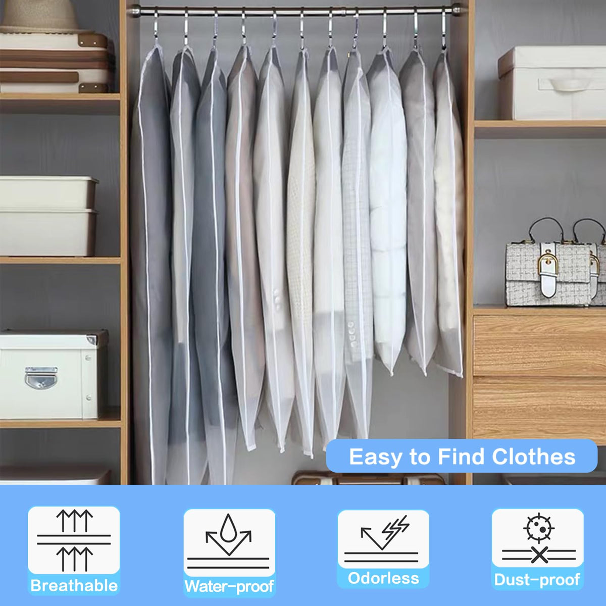 UOUEHRA coat, jacket, and shirt bags are ideal for travel and closet organization.