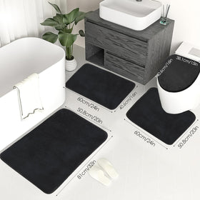 Uowuoiw soft velvet top bath rug in black delivers luxurious touch under bare feet.