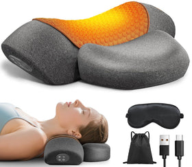 Upalled cordless heated neck massager pillow provides soothing heat for neck relief.
