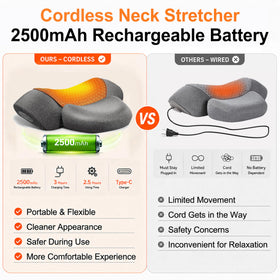 Upalled memory foam core and breathable cover cushion the neck.