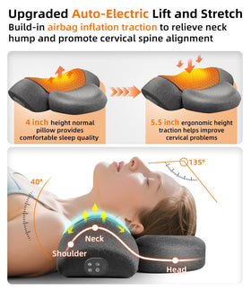 Upalled neck cervical traction with airbags supports gentle neck stretch.