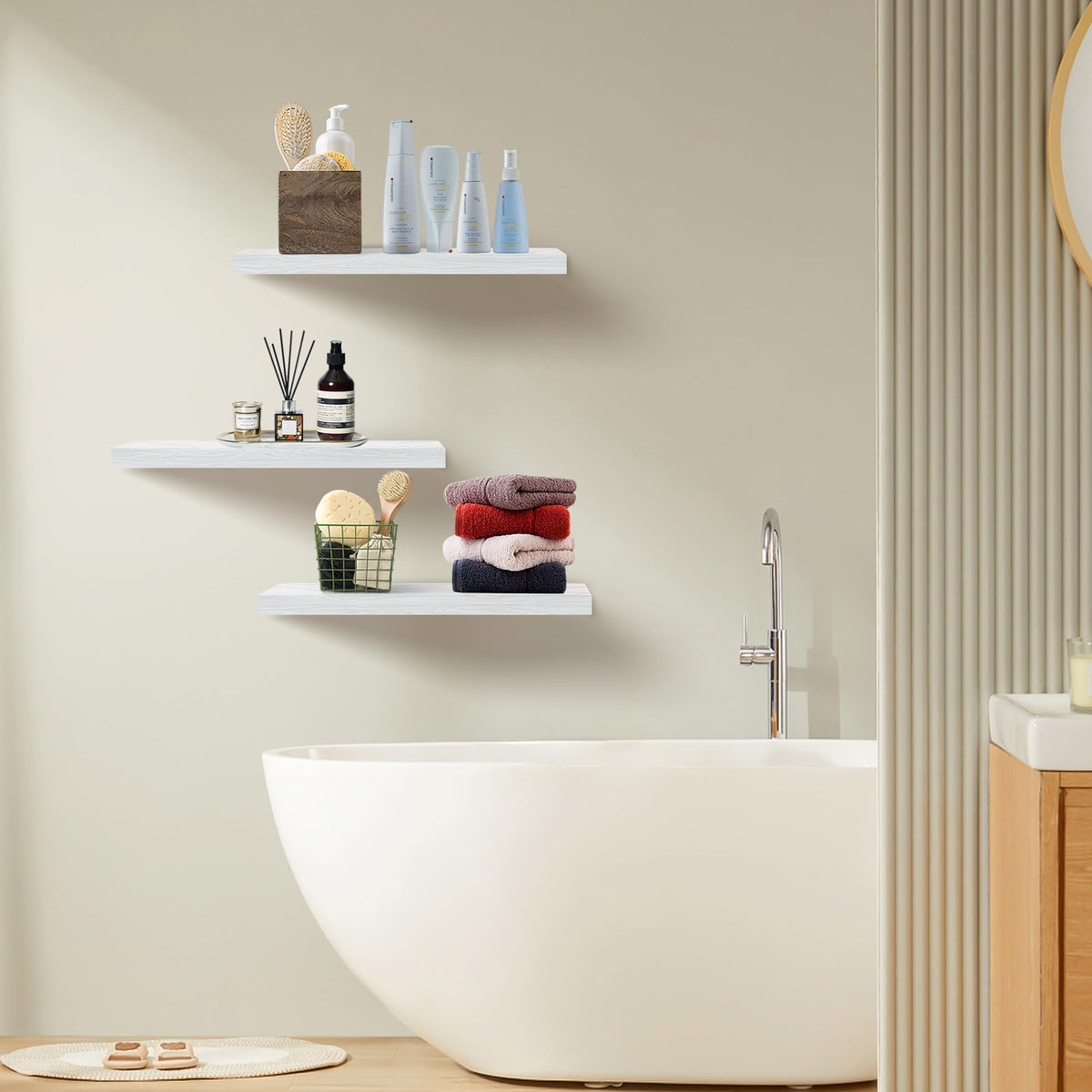Upassion white wall shelves feature easy installation and durable engineering