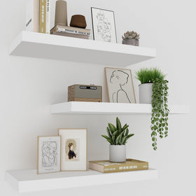 Upassion white floating shelves set of 3 mounted on wall for stylish display