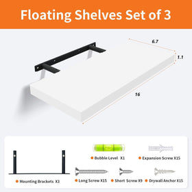 Upassion white floating shelves in a bedroom with books and photos