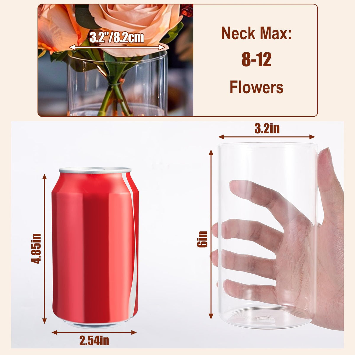 UPBUD 12pc clear glass vases ideal for minimalist wedding decor and cohesive tablescapes.