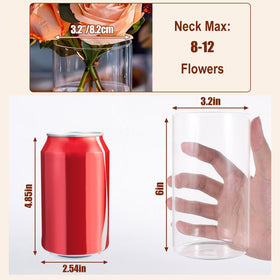 UPBUD 12pc clear glass vases ideal for minimalist wedding decor and cohesive tablescapes.