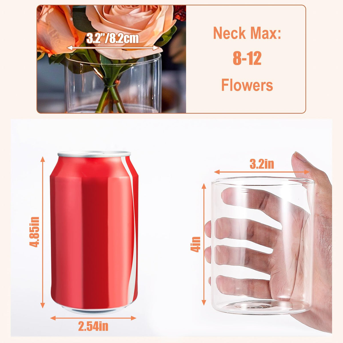 UPBUD 12-piece glass cylinder vase set ideal for weddings and events