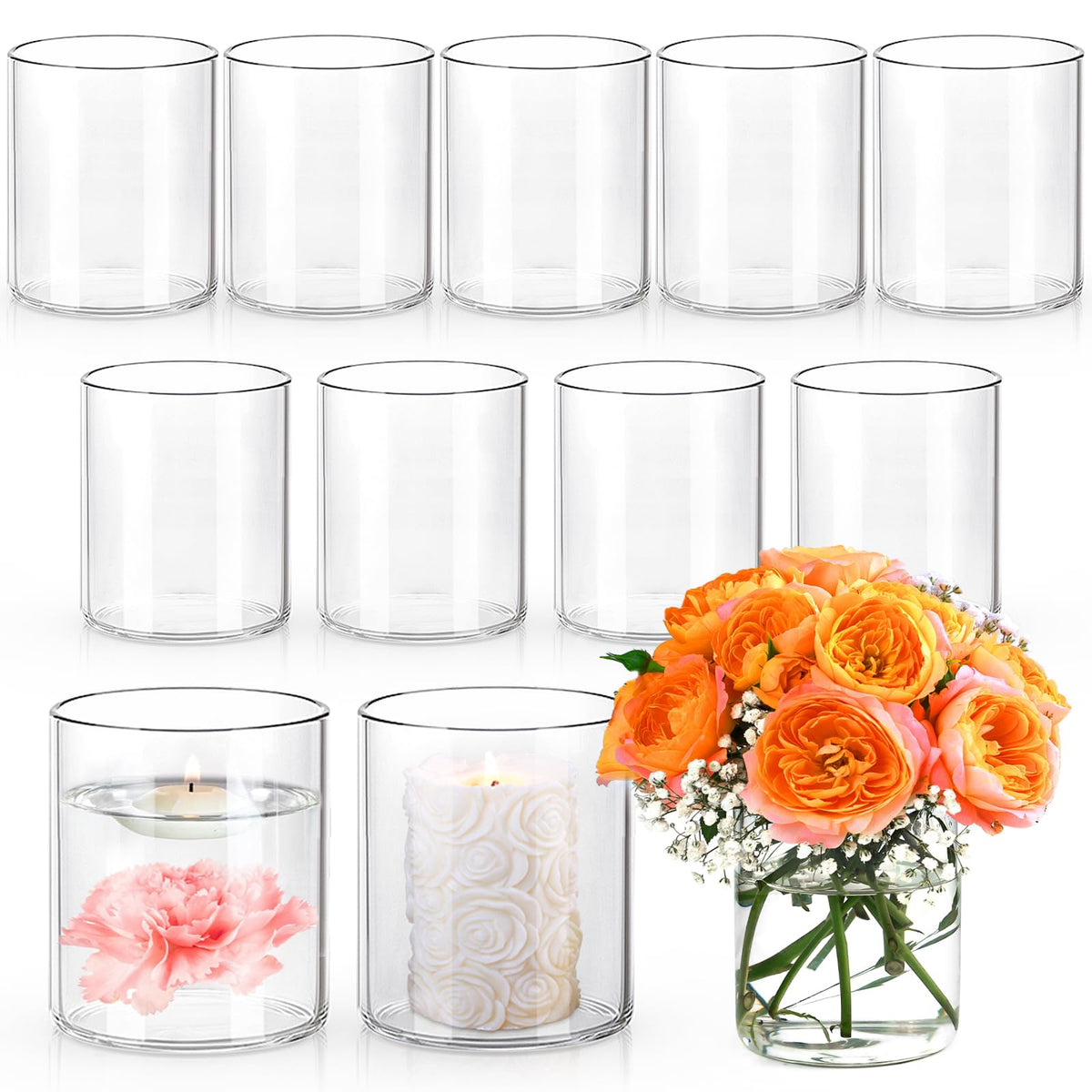 UPBUD 4-inch glass cylinder vase for elegant centerpieces