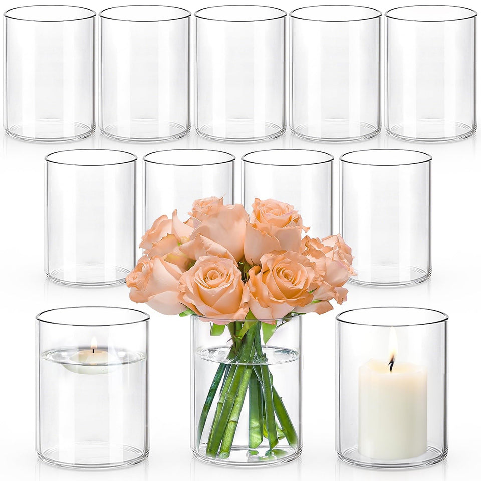 UPBUD 5 inch glass cylinder vase used as a centerpiece for elegant tables