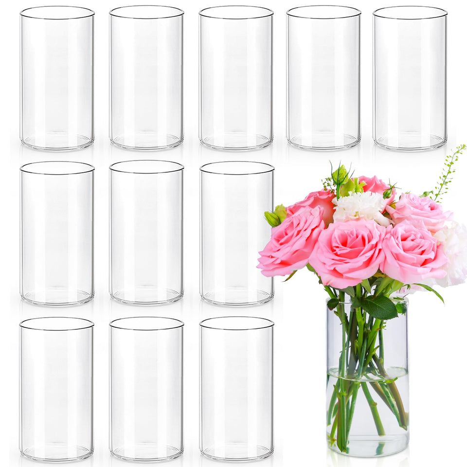 UPBUD 6-Inch Glass Cylinder Vase for centerpieces, showcasing clean lines that elevate floral arrangements.