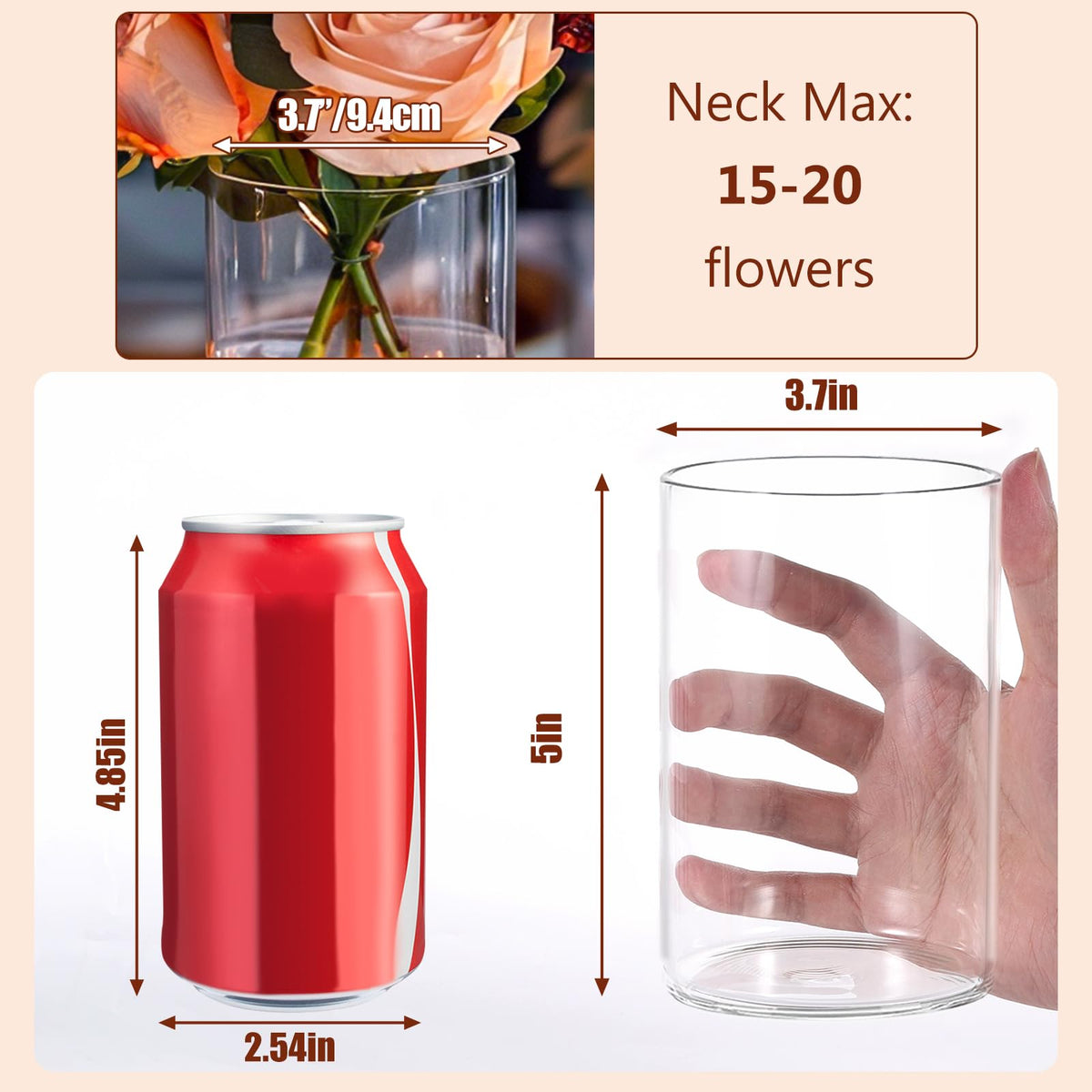 UPBUD clear glass cylinder vase with floating candle display