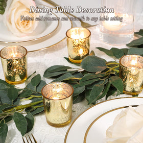 UPBUD Mercury Glass Tealight Holders reflect light for romantic centerpiece.
