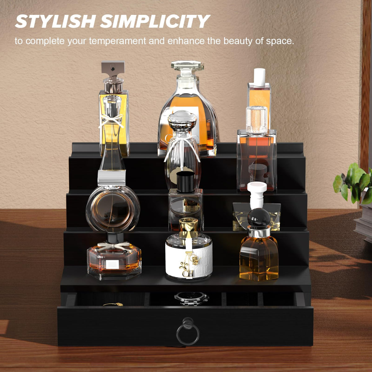 Upcessory Cologne Organizer tabletop display enhances room aesthetics while showcasing your scents