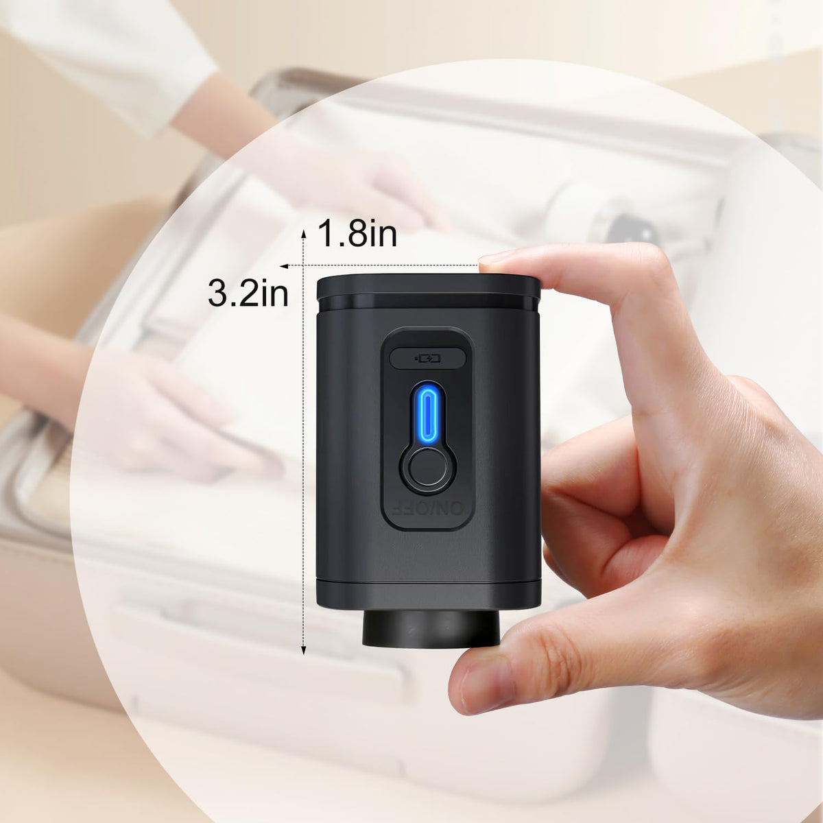 UPGOGO mini pump in action delivering fast air removal