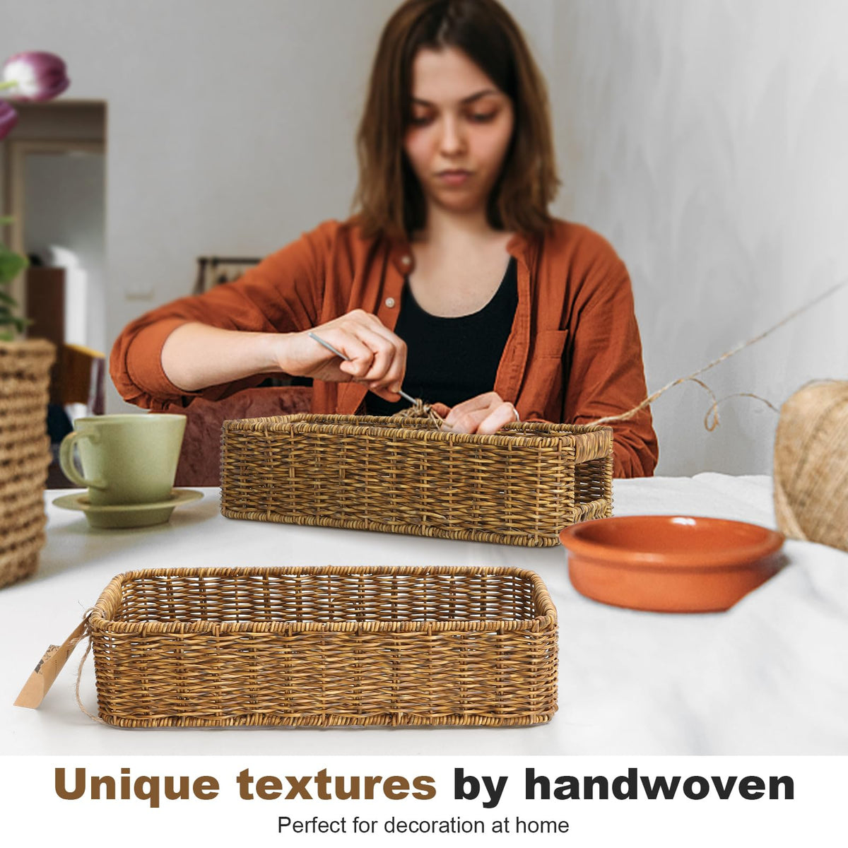 UPINFREE odorless weave basket, safe to use and simple to clean.
