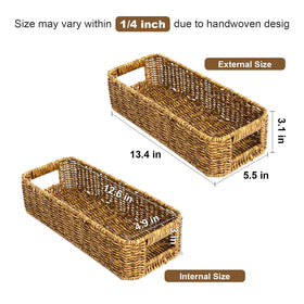UPINFREE wicker bathroom basket beside sink, compact storage for towels.