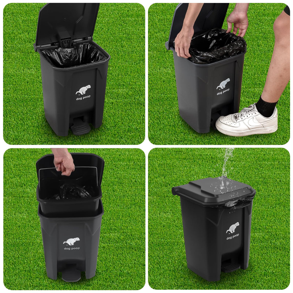 Uppcasir dog poop trash can dimensions 15x9.44x7.48 inches for tight spaces
