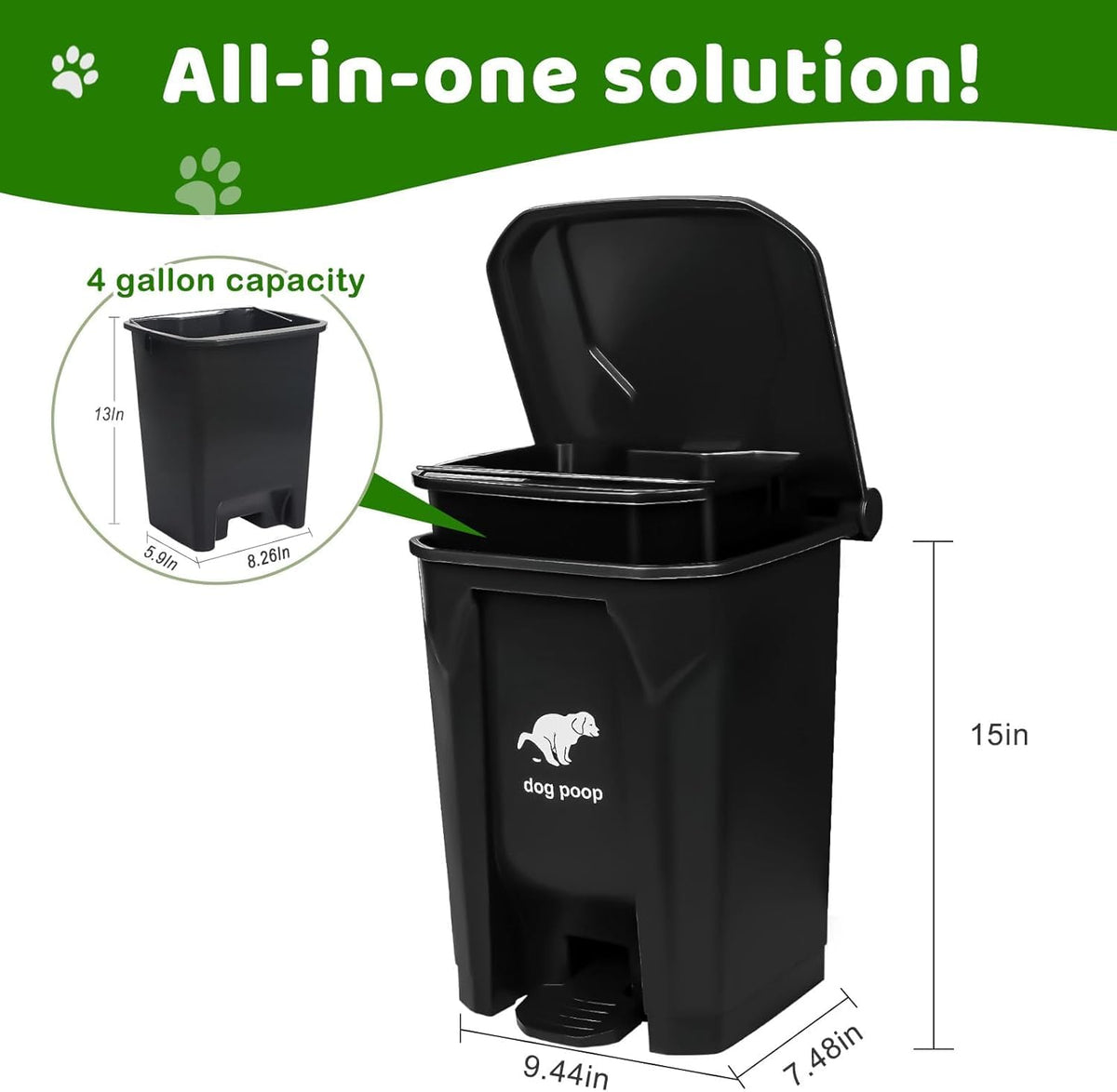 Uppcasir dog poop trash can pedal-lift design avoids hand contact