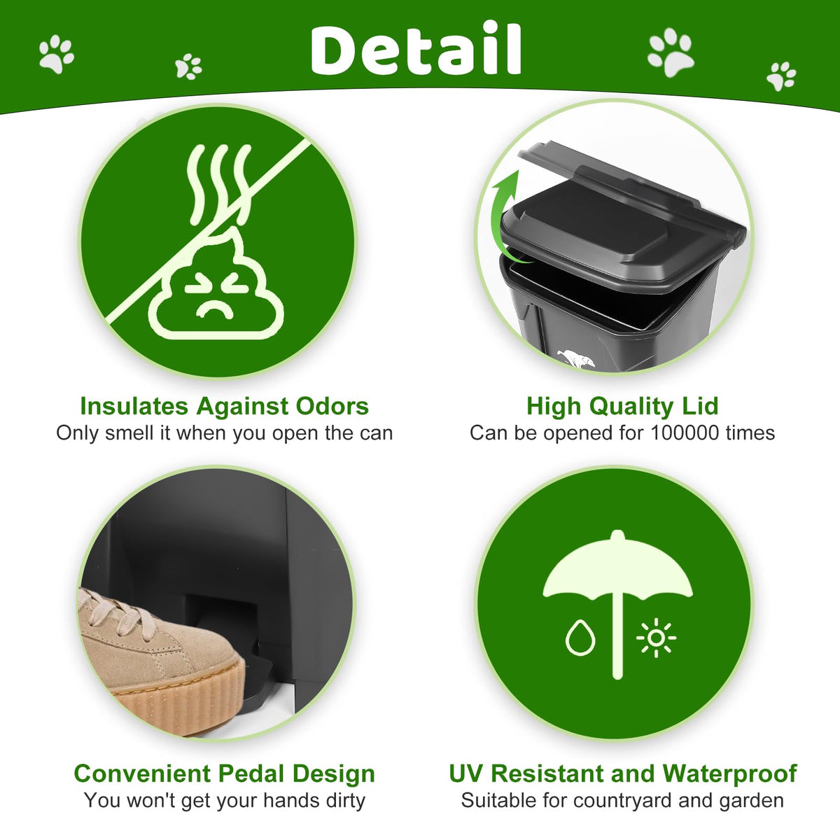 Uppcasir dog poop trash can removable inner bucket for easy bag changes
