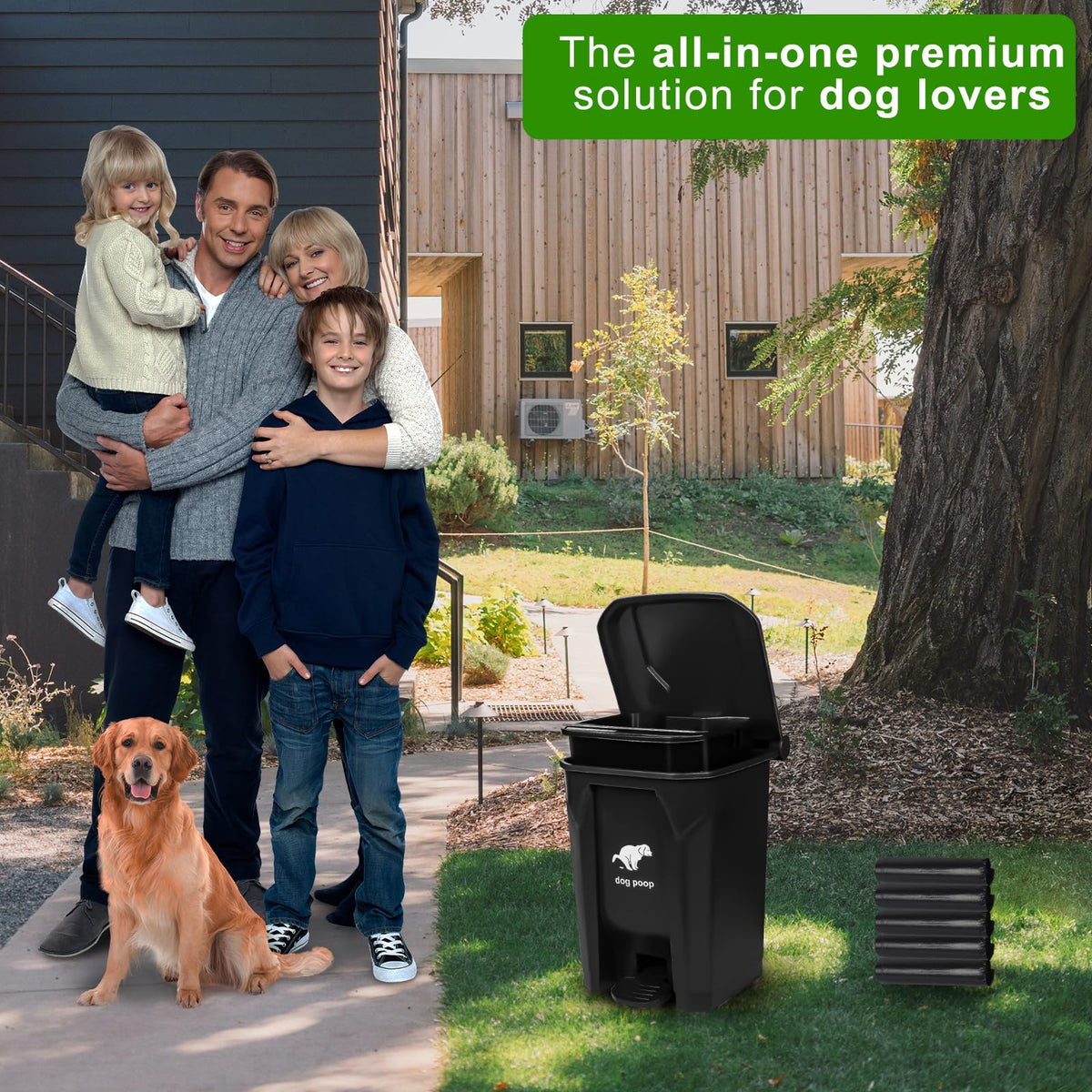 Uppcasir dog poop trash can UV-resistant ABS for outdoor durability