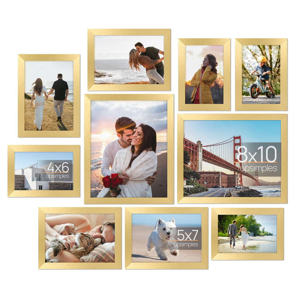 upsimples 8x10 collage frame with durable wood and clear plastic cover.