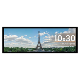 Upsimples 10x30 frame front view for crisp 8x24 photo display with mat.