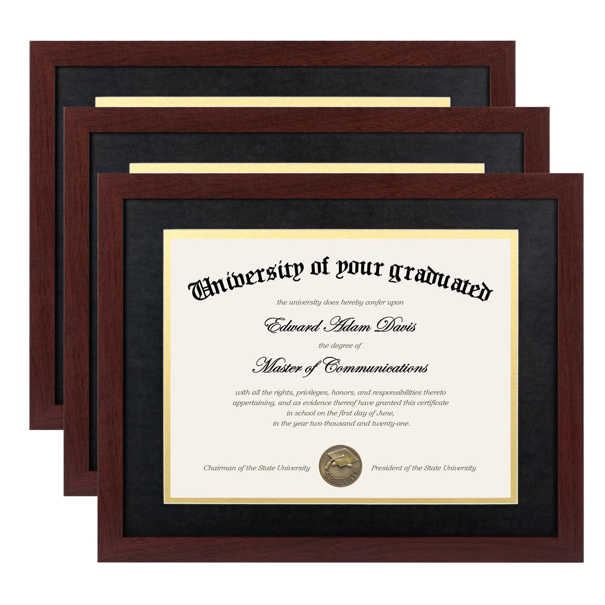 upsimples 11x14 diploma frame front view with mahogany double mat