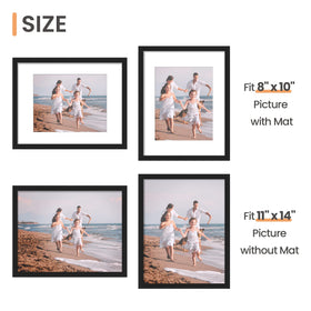 Upsimples 11x14 black frame set, back view showing spring-loaded back