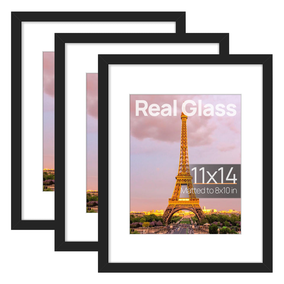 Upsimples 11x14 black frame set, front view, ideal for a clean wall display
