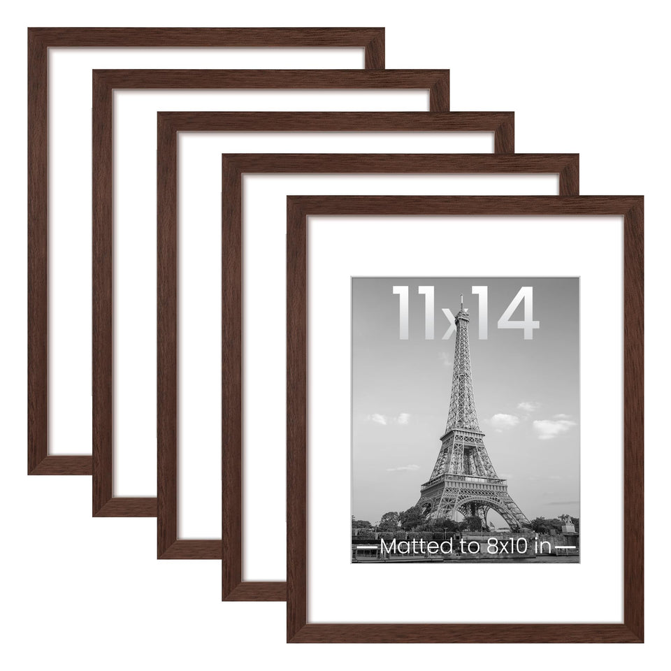 upsimples 11x14 frame set 5 brown front view ideal for wall gallery displays