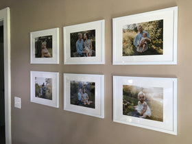 upsimples 11x14 frame set white matte gift-ready display on shelf