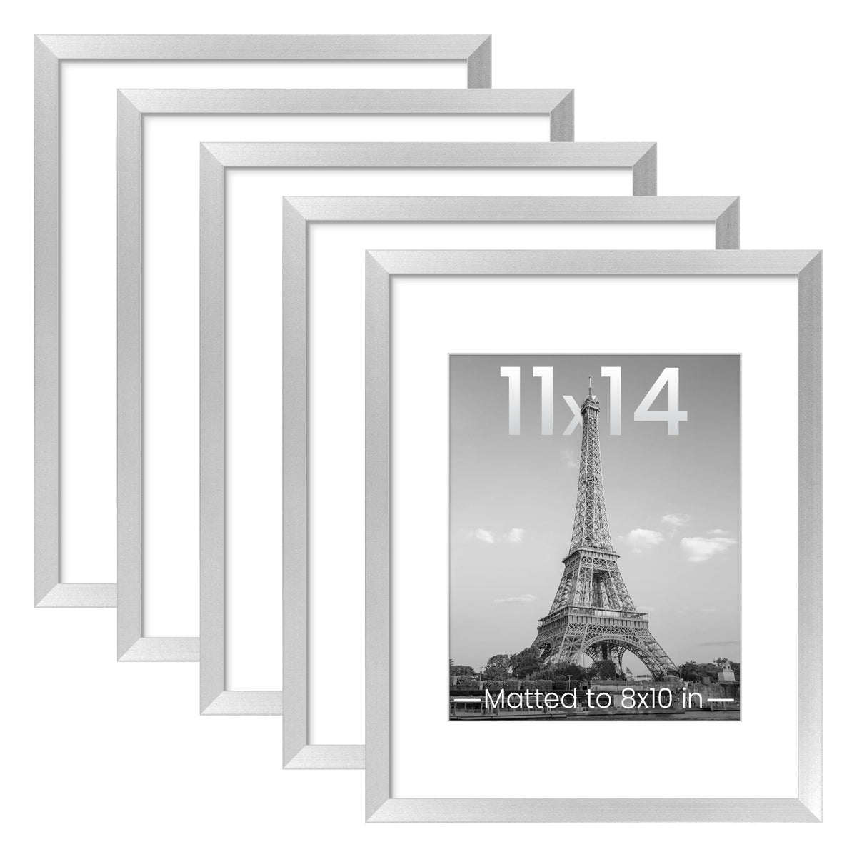 Upsimples 11x14 silver frame set, cohesive wall gallery ready for photos.