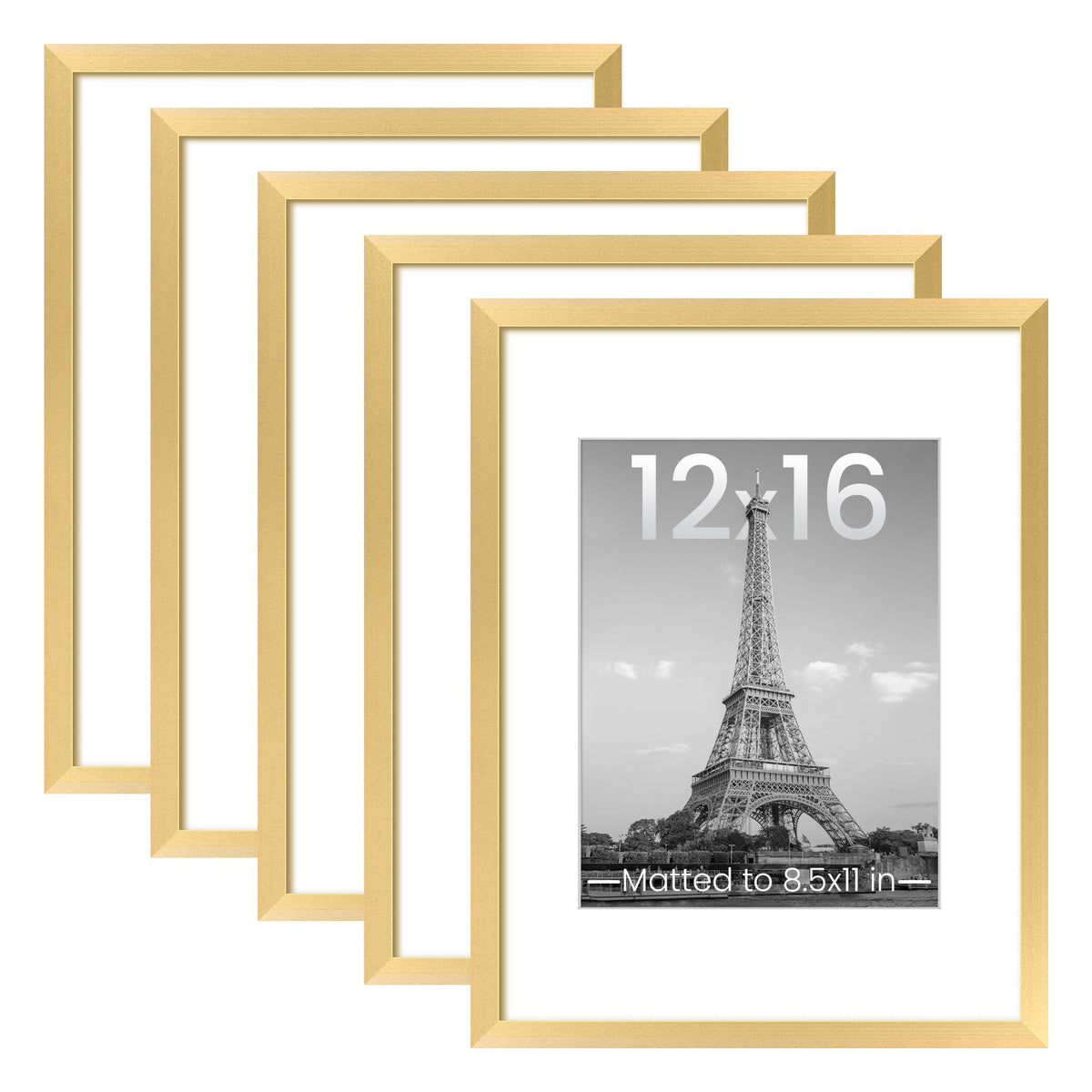 upsimples 12x16 gold frame set for gallery walls, ideal for organized display.