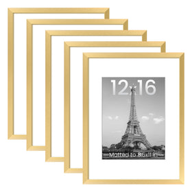 upsimples 12x16 gold frame set for gallery walls, ideal for organized display.