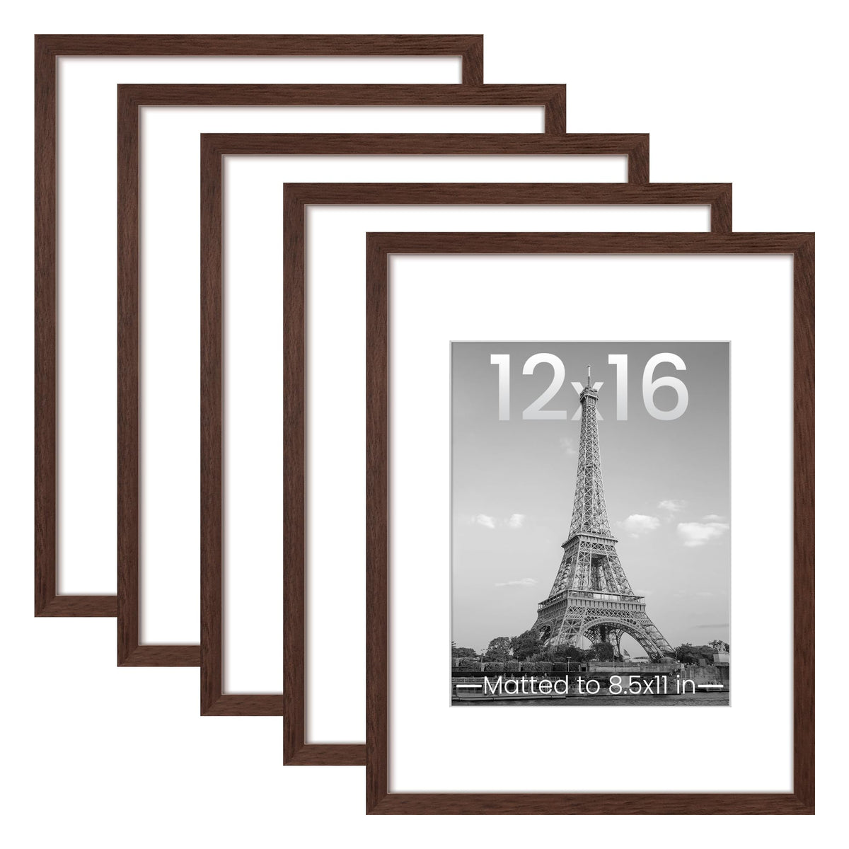 upsimples 12x16 brown frame set front view for wall gallery display.
