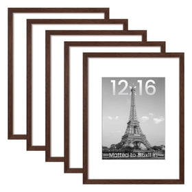 upsimples 12x16 brown frame set front view for wall gallery display.