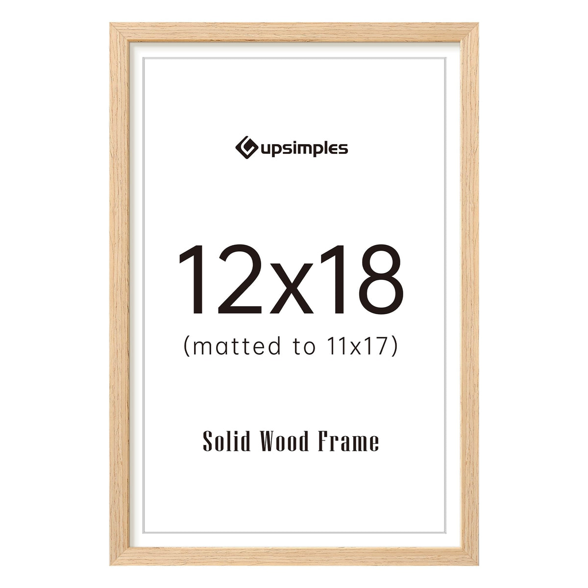 upsimples 12x18 natural solid wood frame front view for timeless wall decor