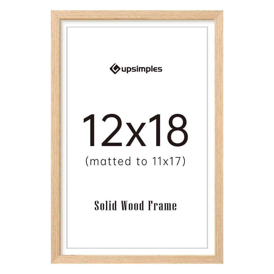 upsimples 12x18 natural solid wood frame front view for timeless wall decor