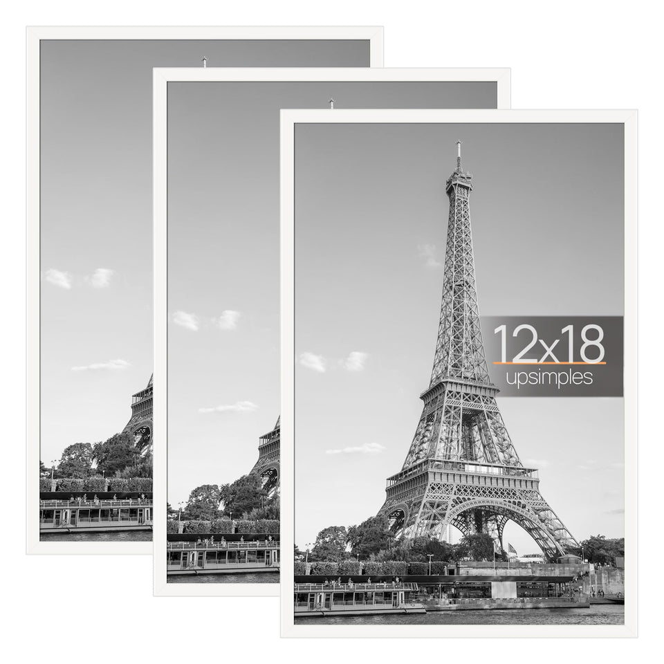 Upsimples 12x18 white picture frame front view for a clean wall gallery
