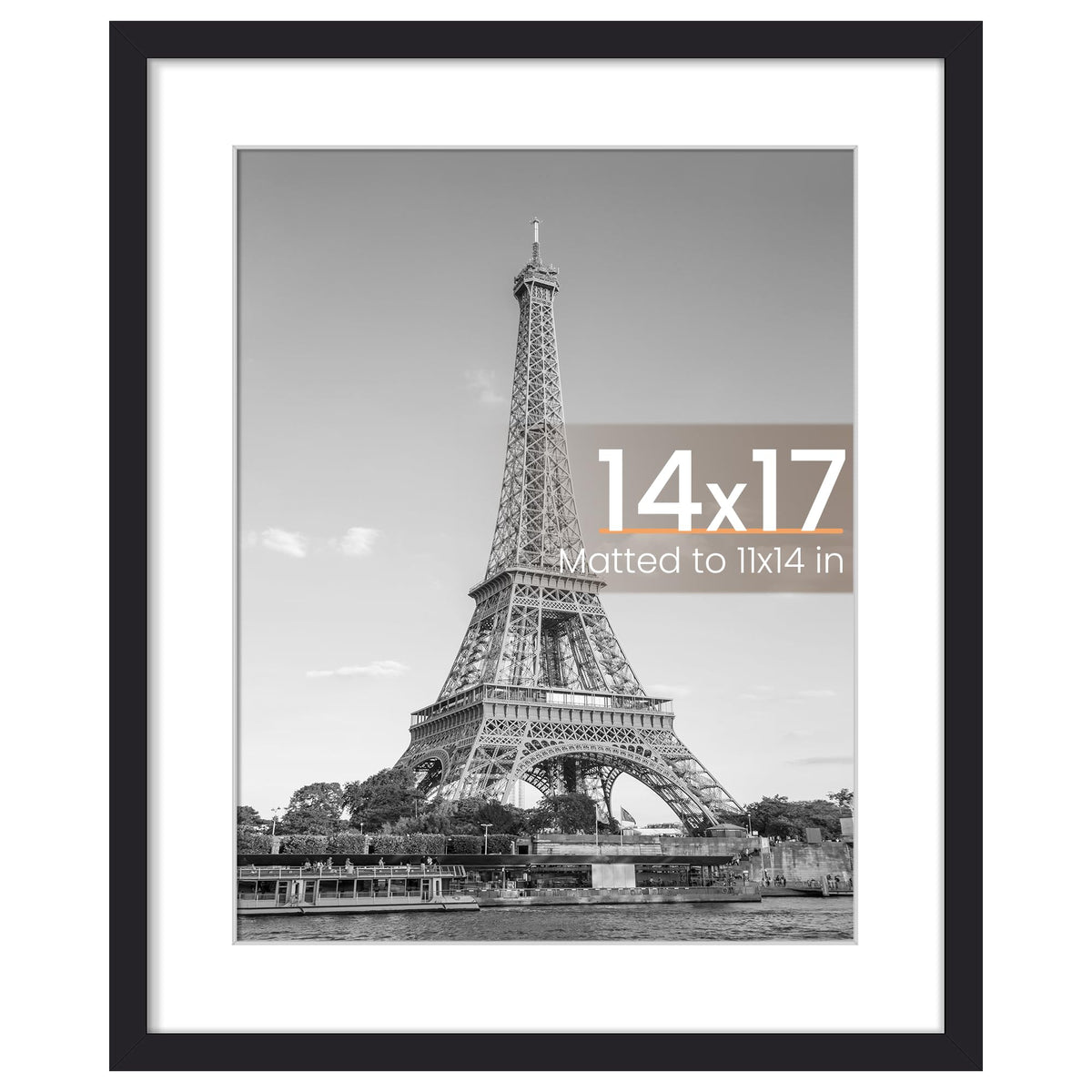 upsimples 14x17 frame front view in black for clear photo display