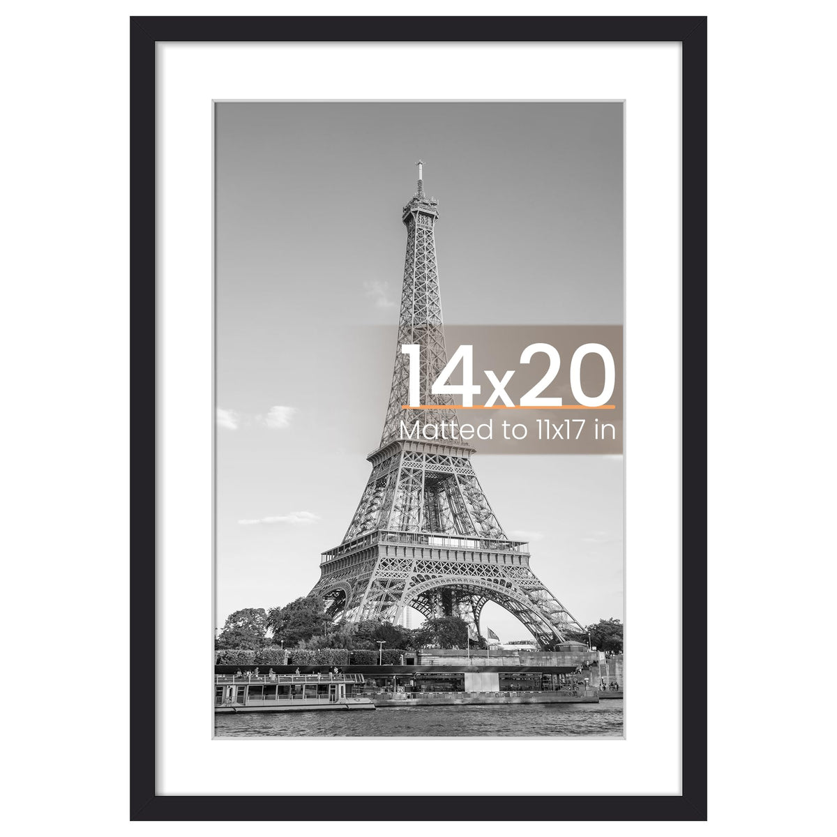 Upsimples 14x20 frame front view with mat for crisp photo display.