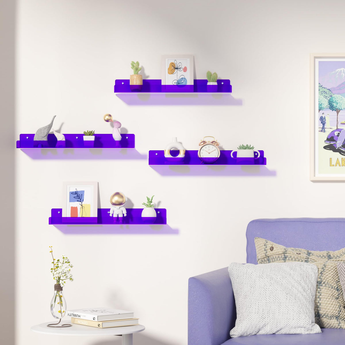 Upsimples 15-inch floating shelf close-up highlighting sturdy lip and edge for secure display