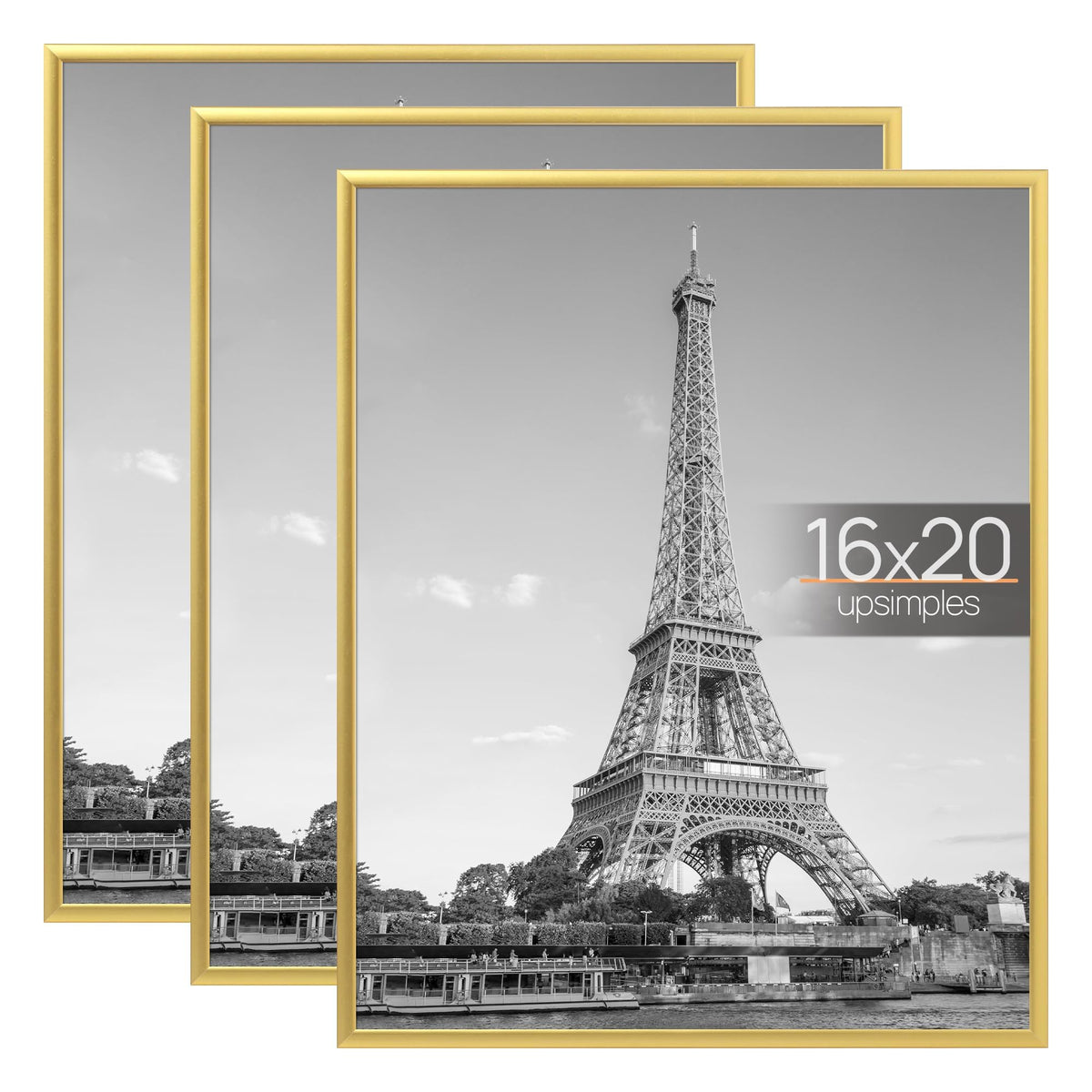 Upsimples 16x20 gold frame front view for a stylish wall display.