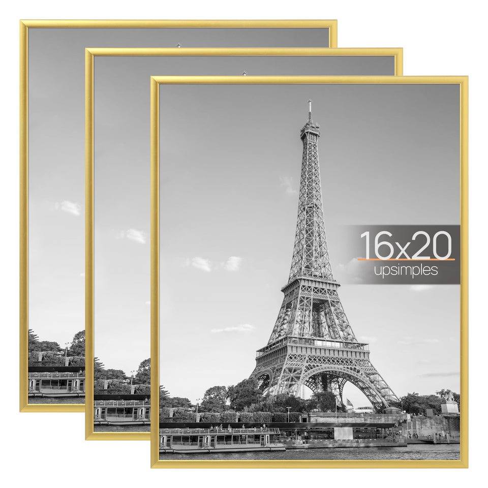 Upsimples 16x20 gold frame front view for a stylish wall display.